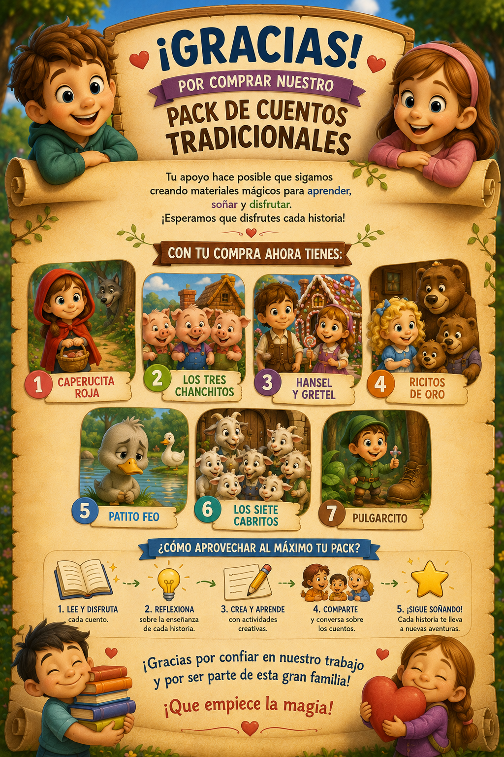 🎒 Pack Completo de Cuentos Tradicionales — 7 Presentaciones Animadas + Secuencia Didáctica Imprimible